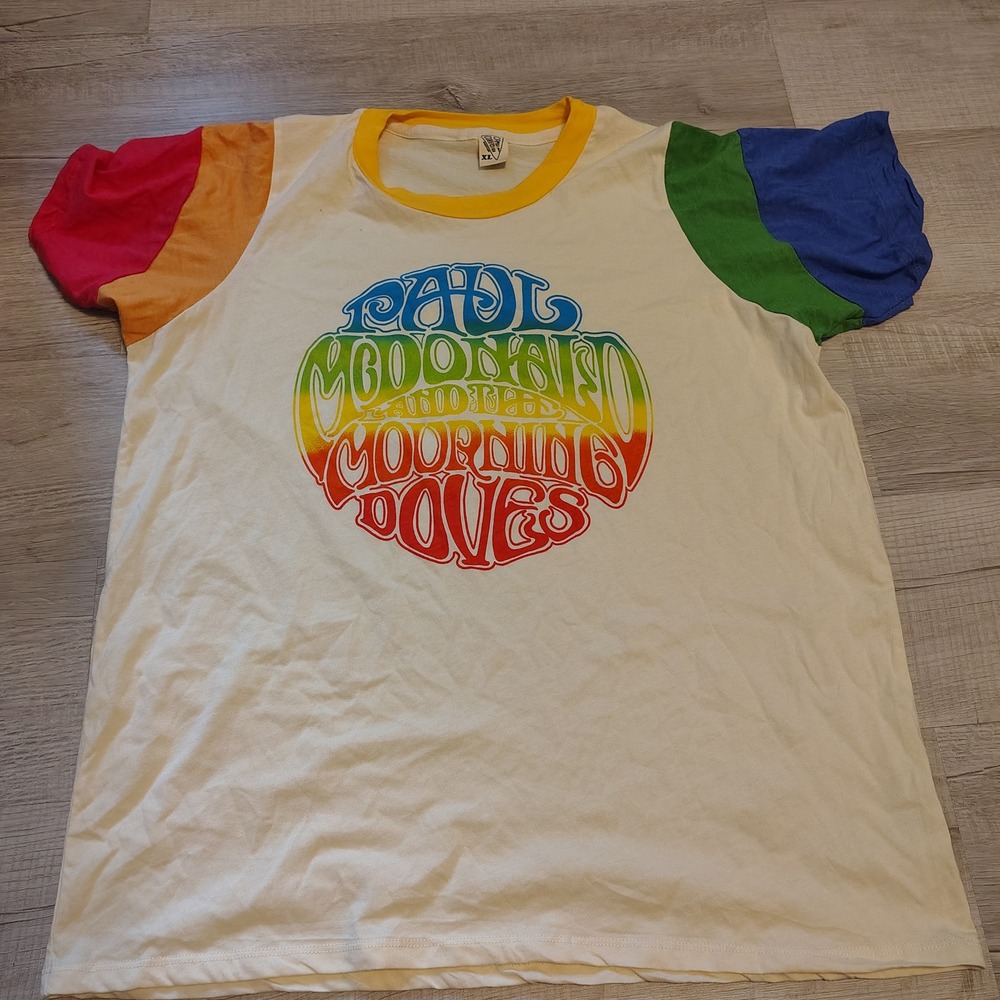 Camp Collection Paul McDonald & Mourning Doves Rainbow Colorblock Ringer Tee XL